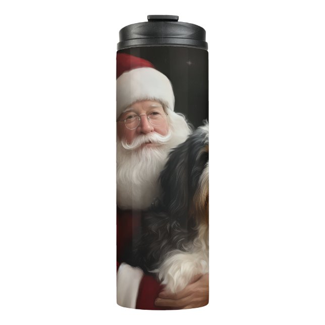Bernedoodle mit dem Weihnachtsmann Weihnachten Thermosbecher (Vorderseite)