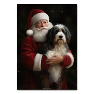Bernedoodle mit dem Weihnachtsmann Weihnachten Tischnummer