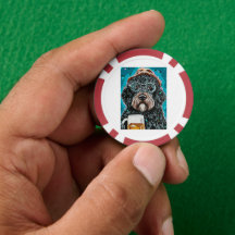 Bernedoodle mit einer Tasse