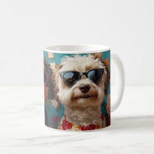 Bernedoodle mit Herz Rosen Valentinstag  Kaffeetasse