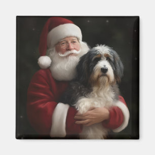 Bernedoodle mit Santa Claus Festliches Weihnachten Magnet