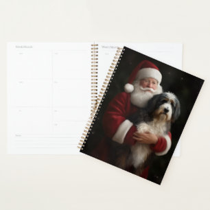 Bernedoodle mit Santa Claus Festliches Weihnachten Planer