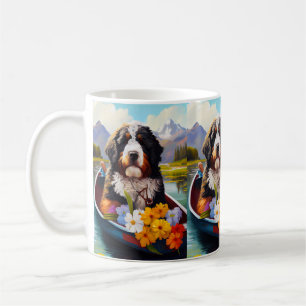 Bernedoodle on a Paddle: Ein Landschaftliches Aben Kaffeetasse