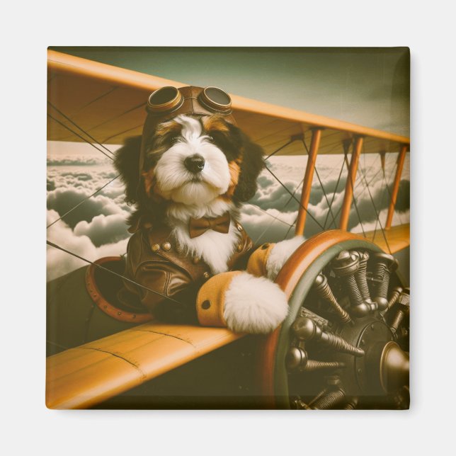 Bernedoodle-Pilot-Magnet Magnet (Vorne)