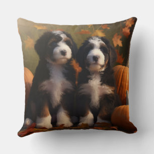 Bernedoodle Puppy Autumn Delight Pumpen Kissen