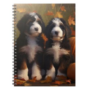 Bernedoodle Puppy Autumn Delight Pumpen Notizblock