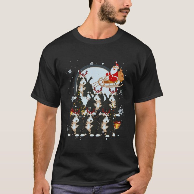 Bernedoodle Reindeer Weihnachtsgeschenke T-Shirt (Vorderseite)