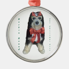 Bernedoodle Rockt Rund um den Weihnachtsbaum Ornament Aus Metall