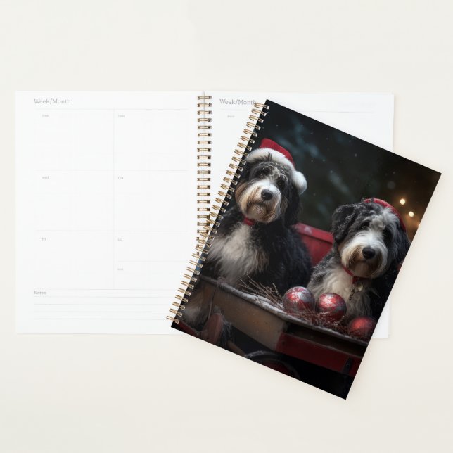 Bernedoodle Snowy Sleigh Weihnachtsdekor Planer (Anzeige)