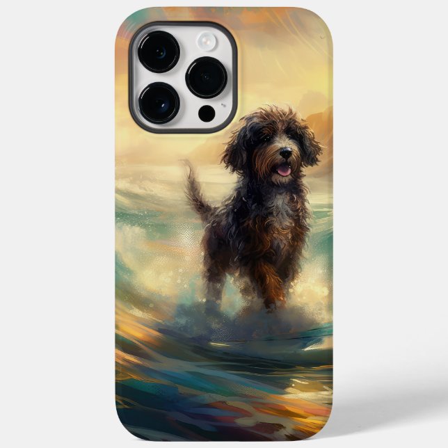 Bernedoodle-Strand-Surfing-Gemälde Case-Mate iPhone Hülle (Rückseite)