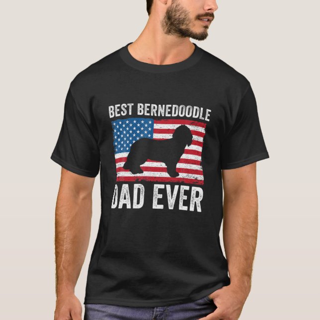 Bernedoodle Vater Daddy American Flag Bernedoodle  T-Shirt (Vorderseite)