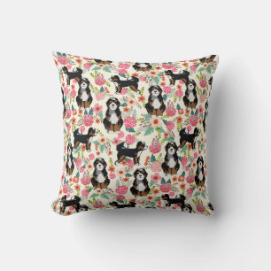 Bernedoodle Vintage Blumen Hund Kissen