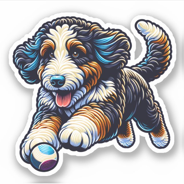 Bernedoodle Vinyl Dog Sticker (Vorderseite)