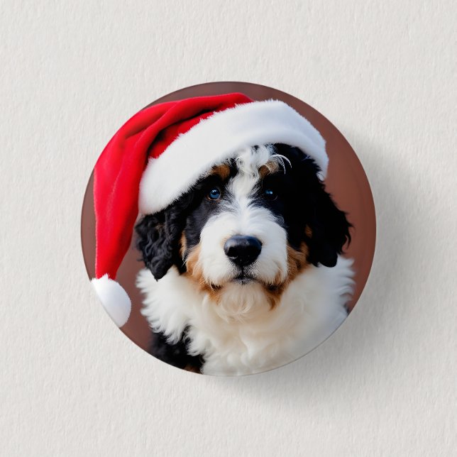 Bernedoodle Weihnachten Button (Vorderseite)