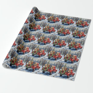 Bernedoodle Weihnachten Rotes Lastwagen Ferien Geschenkpapier