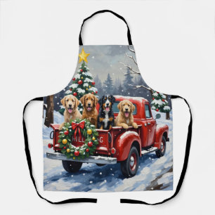 Bernedoodle Weihnachten Rotes Lastwagen Ferien Schürze