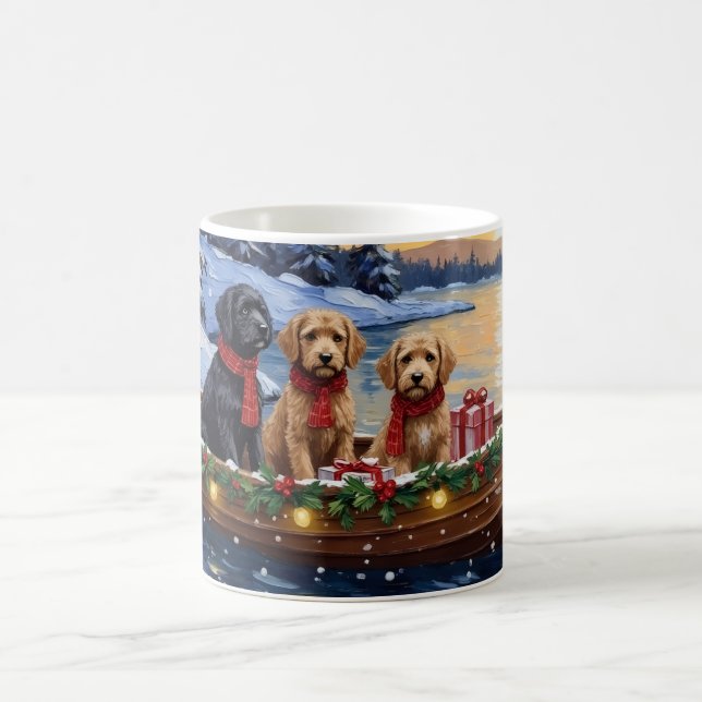 Bernedoodle Weihnachtsboot Urlaub Kaffeetasse (Mittel)