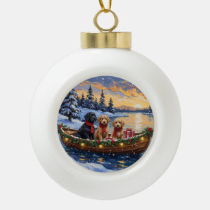 Bernedoodle Weihnachtsboot Urlaub Keramik Kugel-Ornament