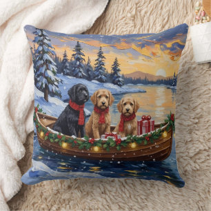 Bernedoodle Weihnachtsboot Urlaub Kissen
