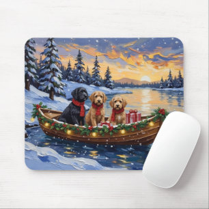 Bernedoodle Weihnachtsboot Urlaub Mousepad