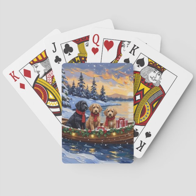 Bernedoodle Weihnachtsboot Urlaub Spielkarten (Rückseite)