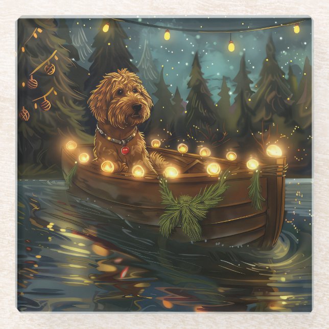 Bernedoodle Weihnachtsfeiertage Glasuntersetzer (Vorderseite)