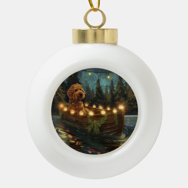 Bernedoodle Weihnachtsfeiertage Keramik Kugel-Ornament (Vorderseite)