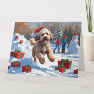 Bernedoodle Weihnachtsfest Schnee Szene Karte