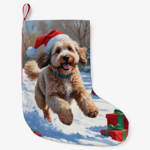 Bernedoodle Weihnachtsfest Schnee Szene Kleiner Weihnachtsstrumpf