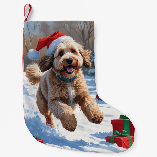 Bernedoodle Weihnachtsfest Schneeszene Kleiner Weihnachtsstrumpf (Vorderseite)