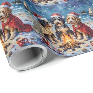 Bernedoodle Weihnachtsfeuer Strand Urlaub Geschenkpapier