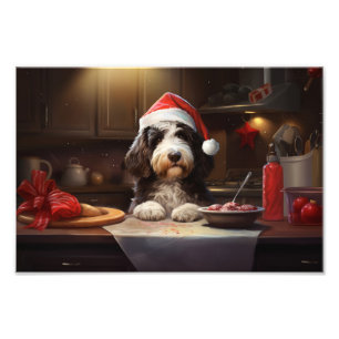 Bernedoodle Weihnachtskost Feiertag Fotodruck