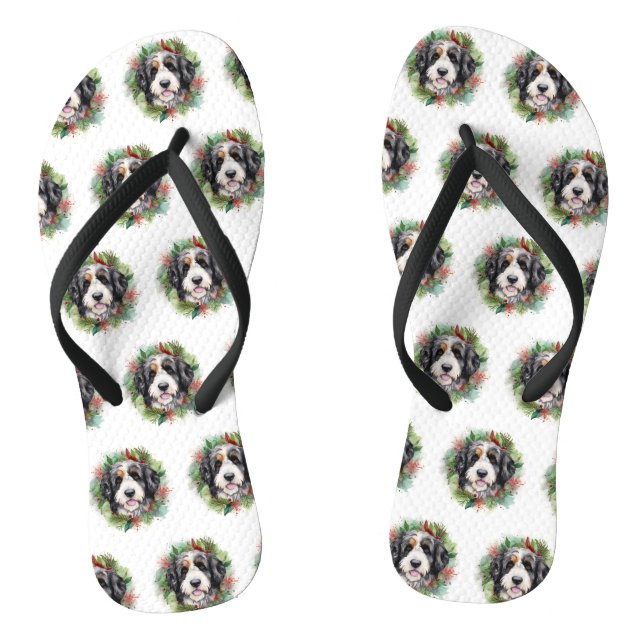 Bernedoodle Weihnachtsmann Festliche Jungfrau Flip Flops (Fußbett)