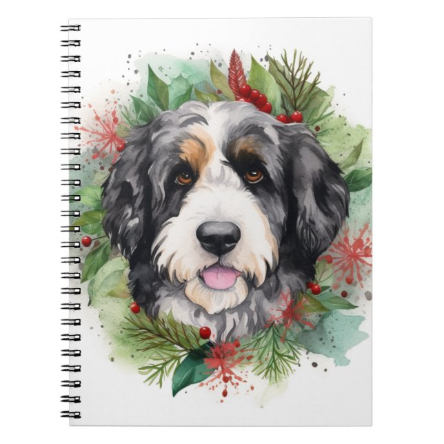 Bernedoodle Weihnachtsmann Festliche Jungfrau Notizblock (Vorderseite)