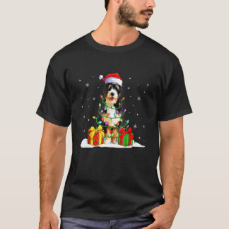 Bernedoodle Weihnachtsmann Weihnachtsbaum Lichter  T-Shirt