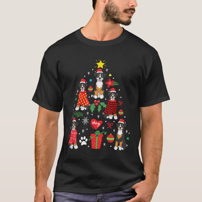 Bernedoodle Weihnachtsschmuck Tree Funny Dog Mama T-Shirt (Vorderseite)