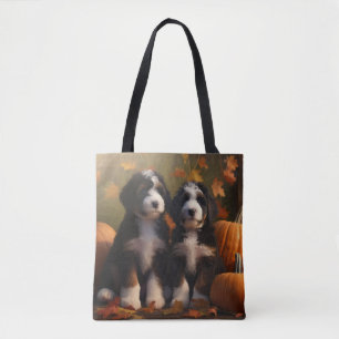 Bernedoodle-Welpe Herbstfreude Kürbis