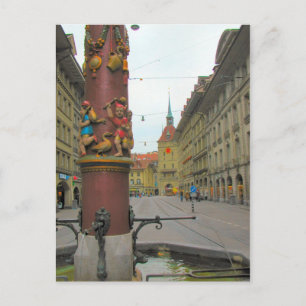 Berner Altstadt - Mittelalterlicher Brunnen und Uh Postkarte