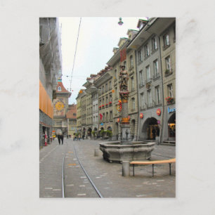 Berner Altstadt - mittelalterlicher Turm und Brunn Postkarte