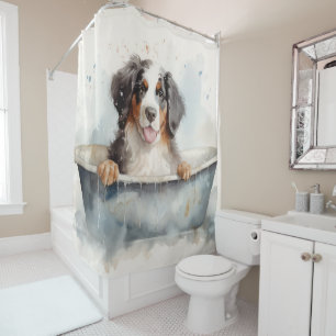 Berner Berg in der Badewanne Wasserfarbener Hund K Duschvorhang