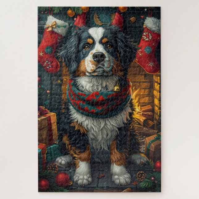 Berner Berg mit Weihnachtsgeschenke Feuerplatz Puzzle (Vertikal)