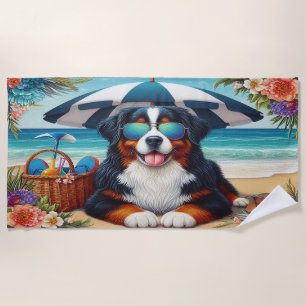 Berner Bliss: Cooler Hund mit Sonnenbrille Strandtuch
