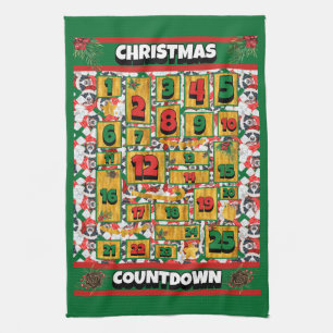 Berner Countdown Weihnachten Adventskalender Hund  Geschirrtuch