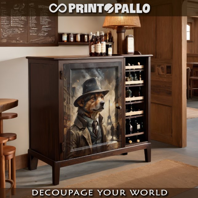 Berner Hund als Detektiv in Paris Seidenpapier (Von Creator hochgeladen)