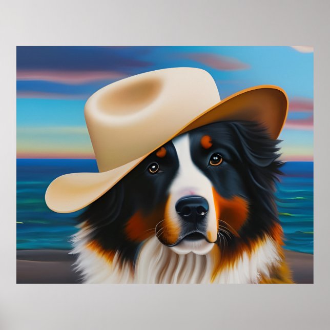 Berner Hund am Strand Poster (Vorne)