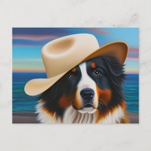 Berner Hund am Strand Postkarte