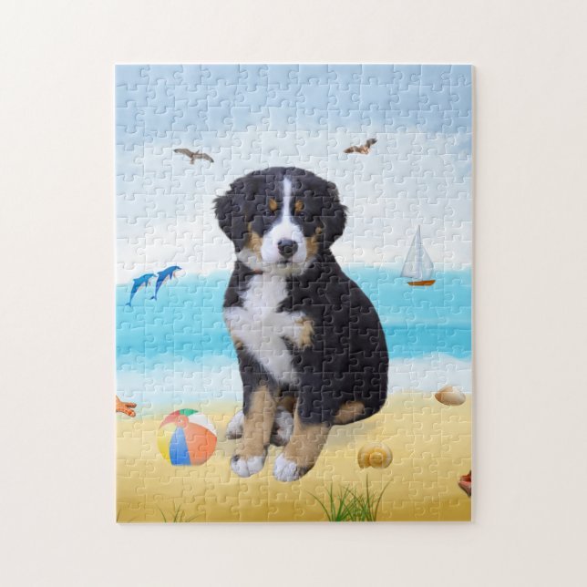Berner Hund am Strand Puzzle (Vertikal)