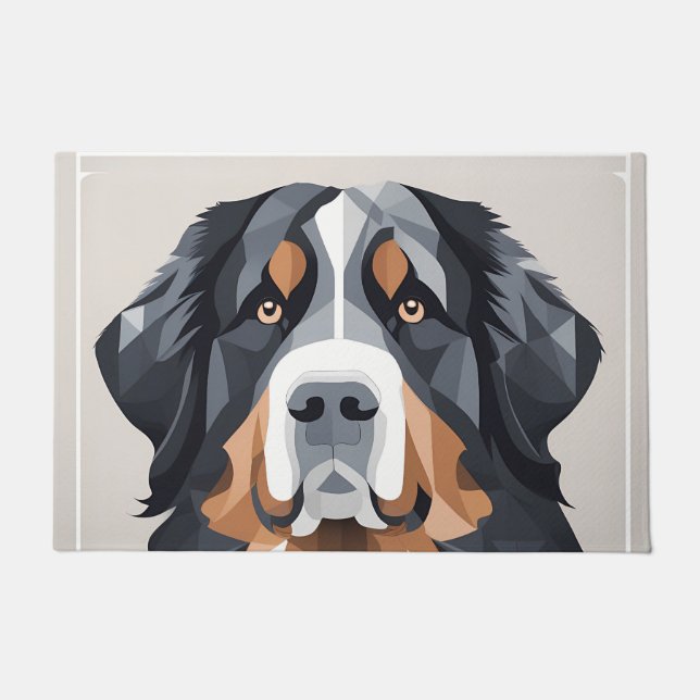 Berner Hund auf grauem Hintergrund Fußmatte (Vorderseite)