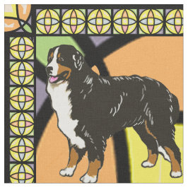 Berner Hund "Buntglas"-Stoff Stoff