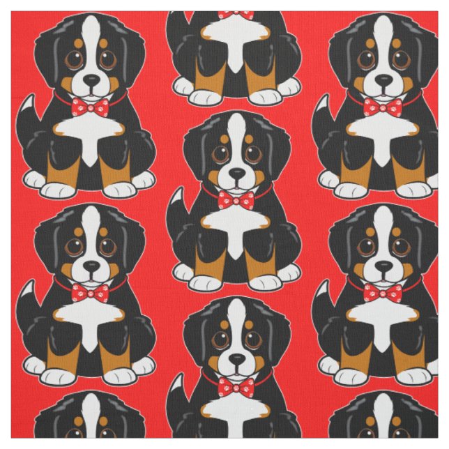 Berner Hund in der Krawatte Bow Fabric Stoff (Muster)